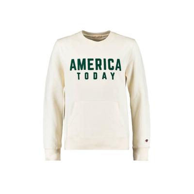 America Today sweater met tekst wit/groen