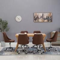 vidaXL Eetkamerstoelen 6 st stof bruin
