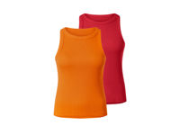 esmara 2 Geribde dames tops (Rood/oranje, S (36/38))