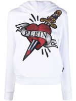 Philipp Plein hoodie crop à imprimé graphique - Blanc