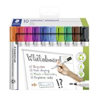 STAEDTLER 351 C10 Lumocolor Whiteboard Marker, Bullet Tip 2,0 mm lijnbreedte - diverse kleuren (kaart Pack van 10)