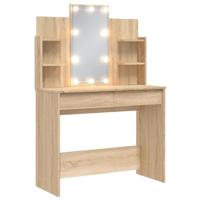 vidaXL Kaptafel met LED-verlichting 96x40x142 cm sonoma eikenkleurig, make up tafel, toilettafel, slaapkamer kaptafel, makeuptafel, slaapkamermeubel