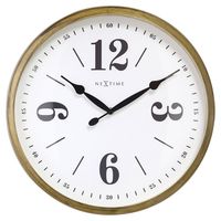 NeXtime NE-3290GO Landelijke Wandklok - 39cm - Stille Klok - Wit/ Goud- "Classic"