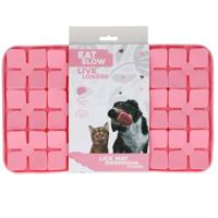 Eat Slow Live Longer Licking Mat Bloemenpatroon - 21 x 34 cm - snuffelmat - Anti-snuffelmat - Slowfeeder - 100% siliconen - vaatwasmachinebestendig - roze