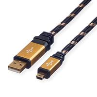 ROLINE GOLD USB 2.0 Kabel | USB Hi-Speed kabel met hoge kwaliteit | Type A - 5-Pin Mini | M/M | 0.8 m