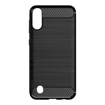 Shop4 - Samsung Galaxy A10 Hoesje - Zachte Back Case Brushed Carbon Zwart