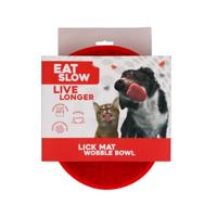 Eat Slow Live Longer Anti-slangenbak - Lekvoer - Wiggle Anti-slangenbak - Anti-slangenvoer - Hond en Kattenlekvoer - Slowfeeder - 100% Silicone - Vaatwasmachinebestendig -Rood
