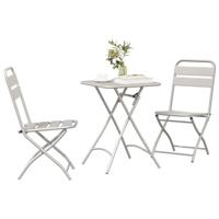 vidaXL 3-delige Opvouwbare Bistro Set in Beige Staal