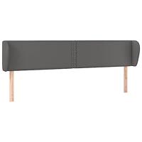 vidaXL Hoofdbord met randen 203x23x78/88 cm kunstleer grijs, hoofdeinde, houten hoofdeinde, bedonderdeel, houten hoofdbord, slaapkamermeubel