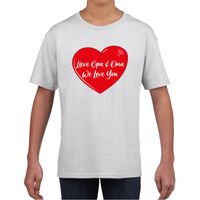 Lieve opa en oma we love you t-shirt wit voor kinderen