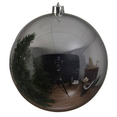 1x Grote zilveren kunststof kerstballen van 14 cm - glans - zilveren kerstboom versiering 1x Grote zilveren kunststof kerstballen van 14 cm - glans - zilveren kerstboom versiering