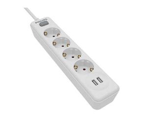 Philips 4-voudige Stekkerdoos - SPN3042WA/10- 230V - Wit - met USB