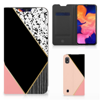 Samsung Galaxy A10 Stand Case Zwart Roze Vormen