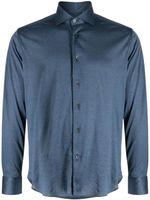 Corneliani chemise en coton à col italien - Bleu