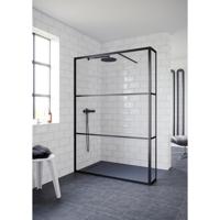 Riho Grid inloopdouche 140x200cm met 30cm zijwand zwart profiel en helder glas G004040121