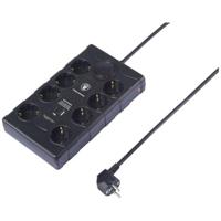 Sygonix SY-4751202 Overspanningsveilige stekkerdoos 8-voudig Zwart Randaarde stekker 1 stuk(s)