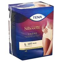 TENA Silhouette Plus hoge taille - vrouwelijke incontinentie wegwerp absorberend ondergoed - postpartum - voor matige tot zware blaaslekage - crème - maat L - 1 pak van 8 stuks
