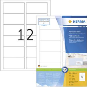 Herma 4666 Adresetiketten 88.9 x 46.6 mm Papier Wit 1200 stuk(s) Permanent hechtend Inkjet, Laser (zwart/wit), Laser (kleur), Kopiëren (zwart/wit), Kopiëren