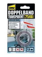 UHU Dubbelband transparant, extra sterk, transparant dubbelzijdig montagetape, 1,5 m x 19 mm
