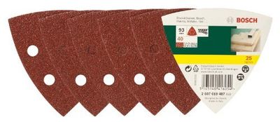 Bosch Accessories 2607019487 Deltaschuurpapier Met klittenband, Geperforeerd Korrelgrootte (num) 40 Hoekmaat 93 mm 25 stuk(s)