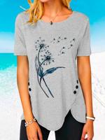 Bemanning Nek losmaken Paardebloem Kort Mouw T-shirt