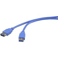 Renkforce USB-kabel USB 3.2 Gen1 (USB 3.0 / USB 3.1 Gen1) USB-A-stekker, USB-A-aansluiting 3.00 m blauw verguld stekkercontact