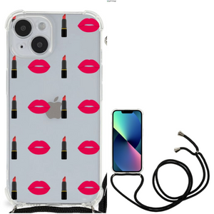 iPhone 14 Doorzichtige Silicone Hoesje Lipstick Kiss