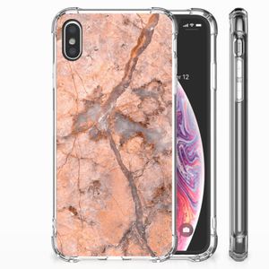 Apple iPhone Xs Max Anti-Shock Hoesje Marmer Oranje