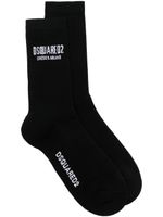 DSQUARED2 chaussettes nervurées à logo en intarsia - Noir