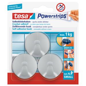 3x Tesa Powerstrips ronde haken chroom small klusbenodigdheden