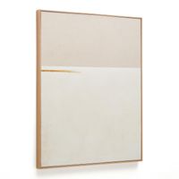 Kave Home Schilderij Salin Horizontale streep, Linnen, 100 x 80cm - Beige