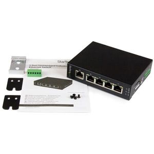 StarTech.com 5-poorts onbeheerde industriële gigabit Ethernet switch op een DIN-rail / wand monteerbaar