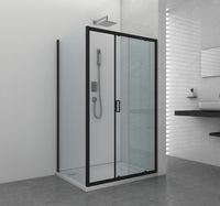 Saniclear Elite Black douchecabine 100x90 met softclose schuifdeur en zwarte profielen - thumbnail