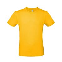 Geel basic t-shirt met ronde hals voor heren van katoen