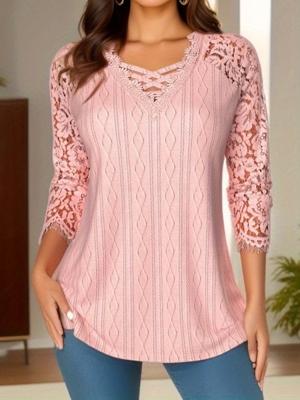 Casual Loose Lace Jersey Shirt
