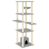 vidaXL Kattenmeubel met sisal krabpalen 154 cm lichtgrijs, kattenpaal, kattenboom, kattenkrabpaal, kattenhuis, kattenmeubel, kattenpalen