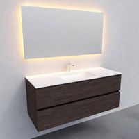 Badkamermeubel Solid Surface AQS Oslo 120x46 cm Midden Wood Dark Brown Boss & Wessing - thumbnail