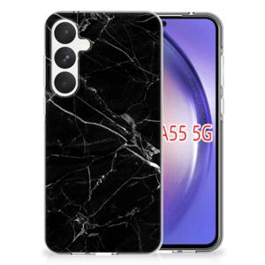 Samsung Galaxy A55 TPU Siliconen Hoesje Marmer Zwart - Origineel Cadeau Vader