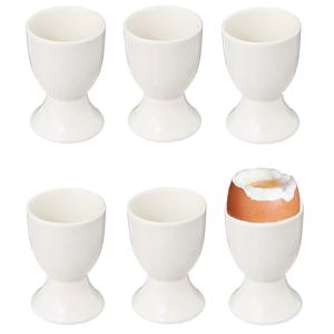 Eierdopjes Blanche - set van 6x - keramiek - wit - 5 x 7 cm