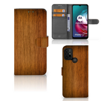 Motorola Moto G10 | G20 | G30 Book Style Case Donker Hout - thumbnail