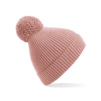 Gebreide warme wintermuts in het roze met pompom   - - thumbnail