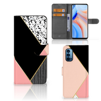 OPPO Reno 4 Pro 5G Book Case Zwart Roze Vormen