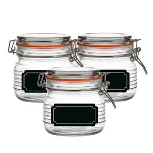 Weckpot/inmaakpot - 4x - 500 ml - glas - met beugelsluiting - incl. etiketten