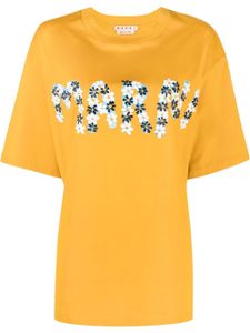 Marni t-shirt fleuri à logo imprimé - Jaune