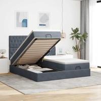 vidaXL Ottoman bed met matrassen 160x200cm fluweel donkergrijs