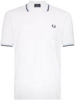 Fred Perry polo à longues manches et bordures rayées - Blanc