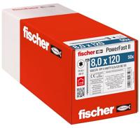 fischer PowerFast II HWTF 8,0 x 120, krachtige houtbouwschroef met zeskantkop, binnenster-opname en volledige schroefdraad, voor constructieve houtbouw, 50 stuks.