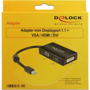 DeLOCK 0.16m DisplayPort/VGA + HDMI + DVI 0,16 m Mini DisplayPort VGA (D-Sub)+ HDMI + DVI Zwart