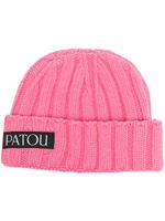 Patou bonnet nervuré à patch logo - Rose - thumbnail