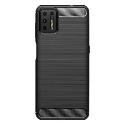 Shop4 - Motorola Moto G9 Plus Hoesje - Zachte Back Case Brushed Carbon Zwart
